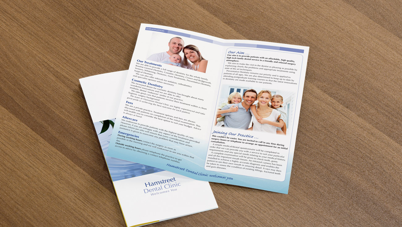 Hamstreet Dental Clinic Bi-Fold Leaflet design by CS Creative Studio