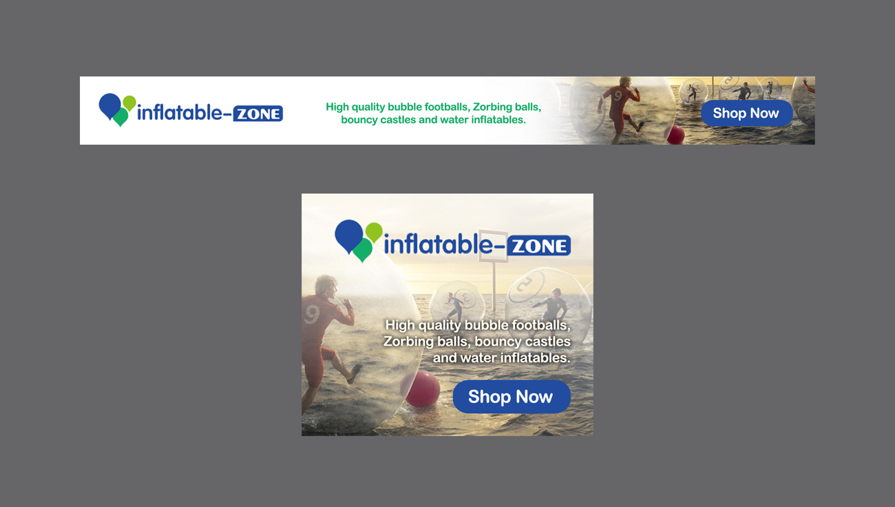 Inflatable Zone website advert design by CS Creative Studio